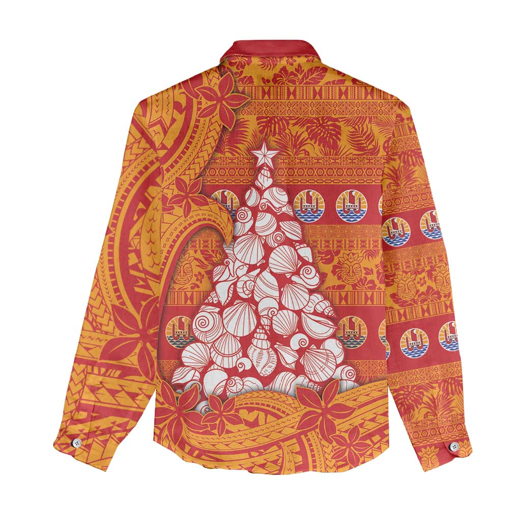 French Polynesia Christmas Women Casual Shirt Seashell Xmas Tree Tribal Waves DT05 - Polynesian Pride