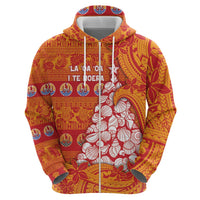 French Polynesia Christmas Zip Hoodie Seashell Xmas Tree Tribal Waves DT05 - Polynesian Pride