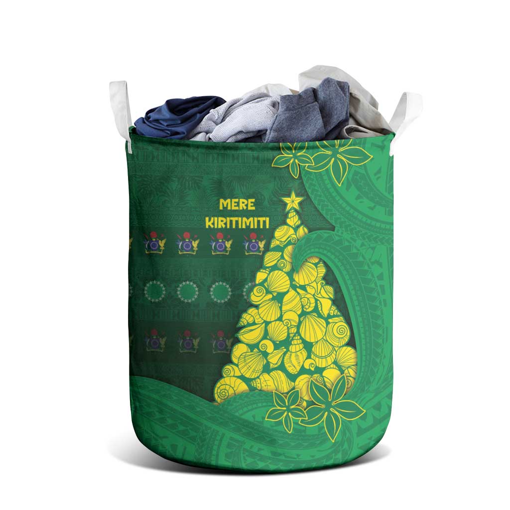 Cook Islands Christmas Laundry Basket Seashell Xmas Tree Tribal Waves DT05 - Polynesian Pride
