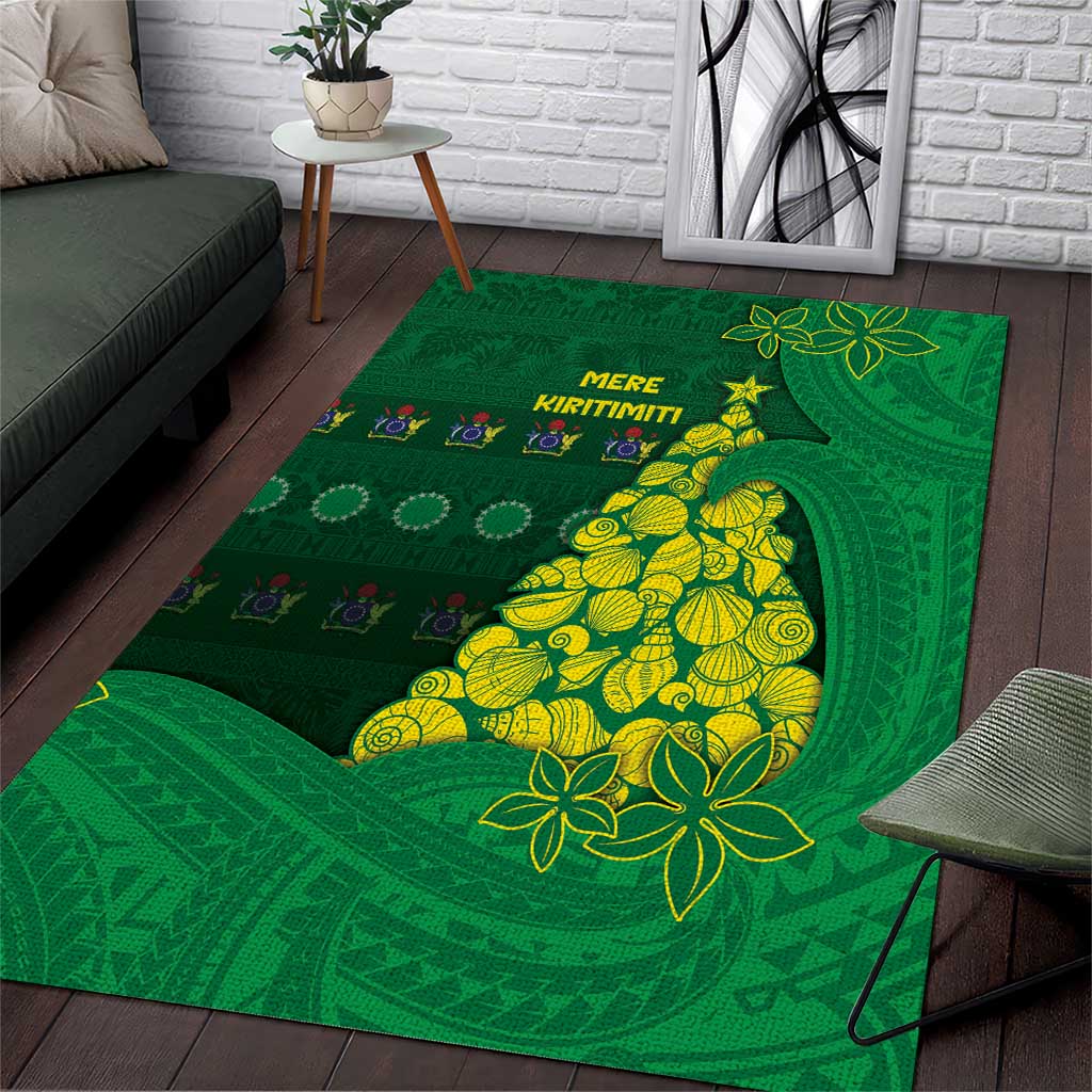 Cook Islands Christmas Area Rug Seashell Xmas Tree Tribal Waves - Polynesian Pride