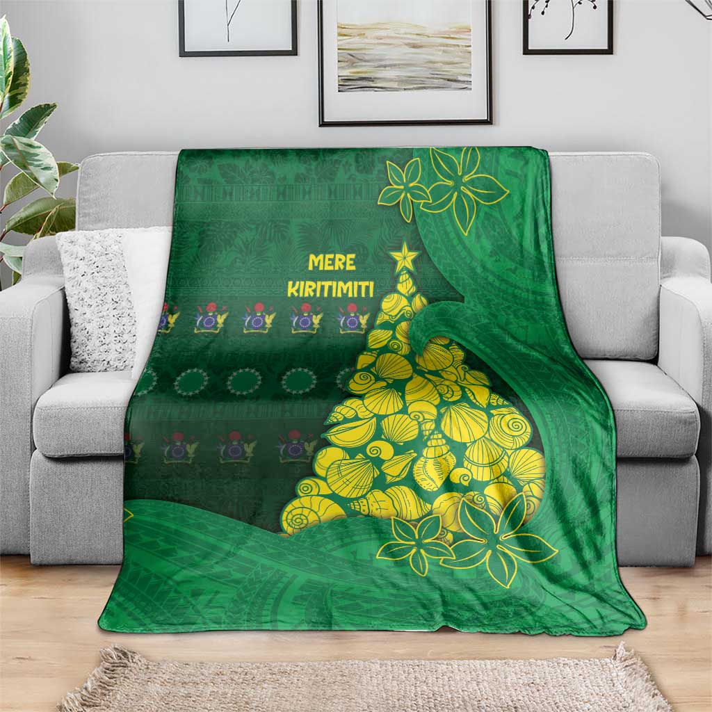 Cook Islands Christmas Blanket Seashell Xmas Tree Tribal Waves - Polynesian Pride