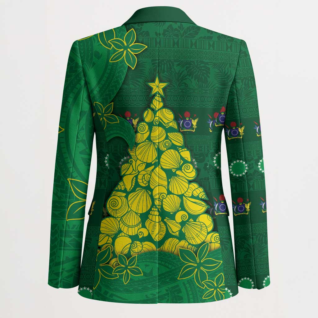 Cook Islands Christmas Blazer Seashell Xmas Tree Tribal Waves - Polynesian Pride