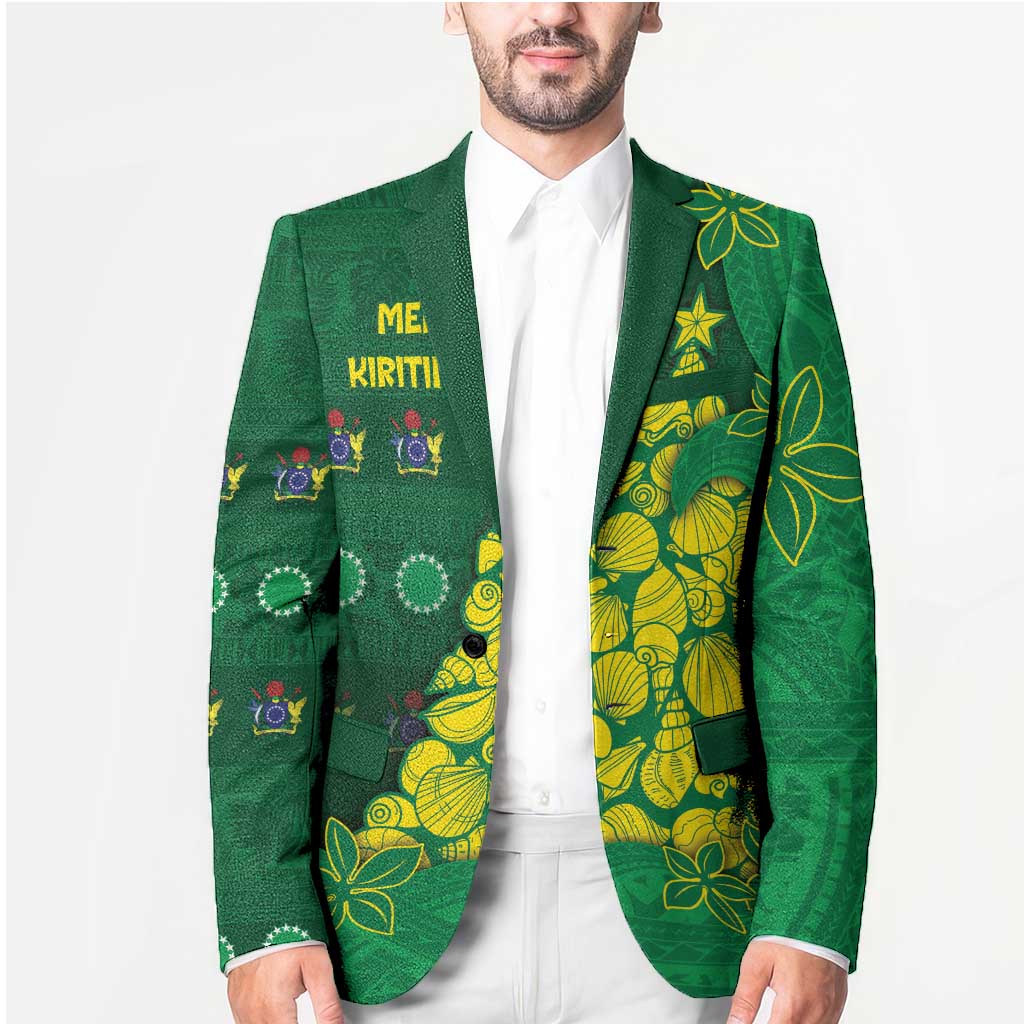 Cook Islands Christmas Blazer Seashell Xmas Tree Tribal Waves - Polynesian Pride
