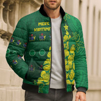 Cook Islands Christmas Bomber Puffer Jacket Seashell Xmas Tree Tribal Waves DT05 - Polynesian Pride