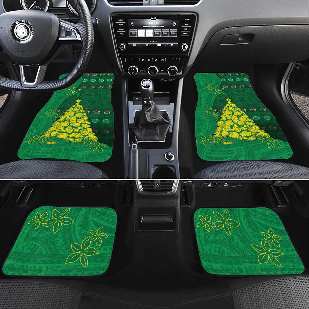 Cook Islands Christmas Car Mats Seashell Xmas Tree Tribal Waves - Polynesian Pride