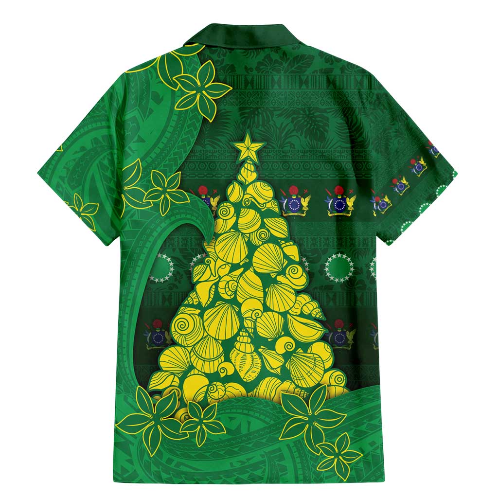 Cook Islands Christmas Family Matching Mermaid Dress and Hawaiian Shirt Seashell Xmas Tree Tribal Waves - Polynesian Pride