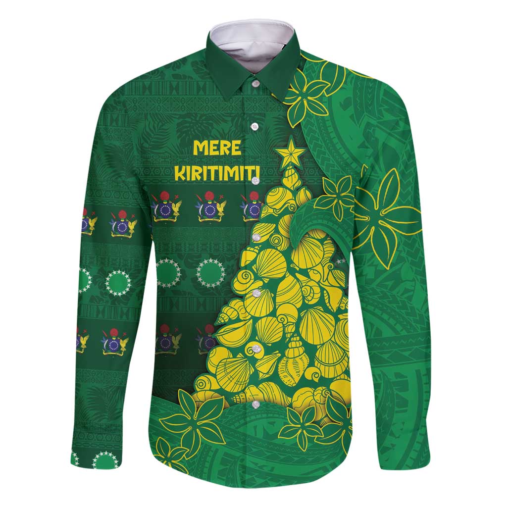 Cook Islands Christmas Family Matching Mermaid Dress and Hawaiian Shirt Seashell Xmas Tree Tribal Waves - Polynesian Pride