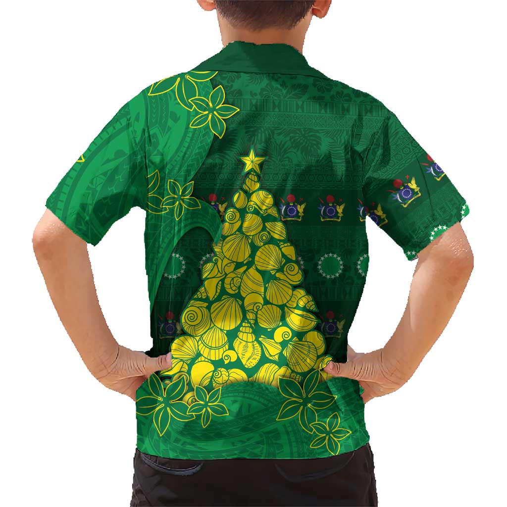 Cook Islands Christmas Family Matching Puletasi and Hawaiian Shirt Seashell Xmas Tree Tribal Waves DT05 - Polynesian Pride