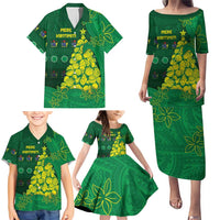 Cook Islands Christmas Family Matching Puletasi and Hawaiian Shirt Seashell Xmas Tree Tribal Waves DT05 - Polynesian Pride