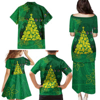Cook Islands Christmas Family Matching Puletasi and Hawaiian Shirt Seashell Xmas Tree Tribal Waves DT05 - Polynesian Pride