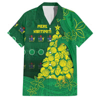 Cook Islands Christmas Family Matching Puletasi and Hawaiian Shirt Seashell Xmas Tree Tribal Waves DT05 Dad's Shirt - Short Sleeve Green - Polynesian Pride
