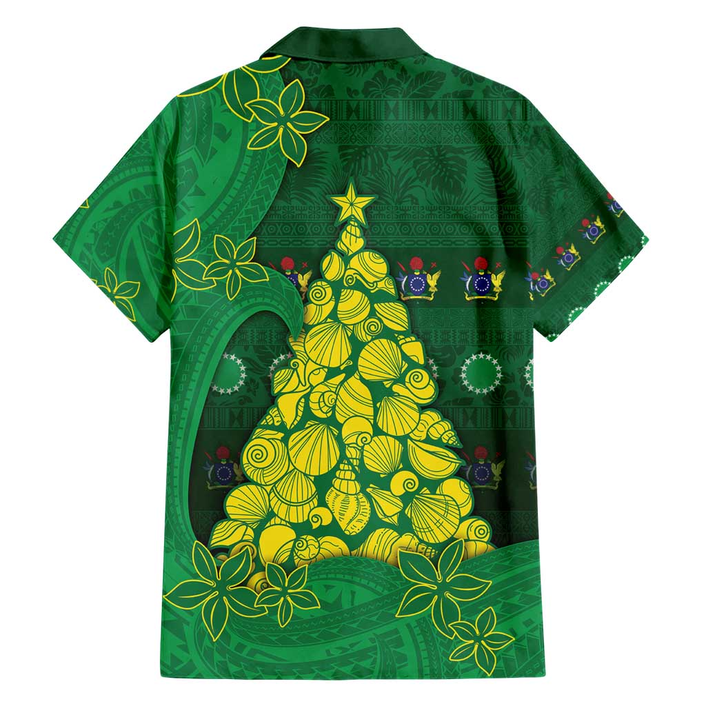 Cook Islands Christmas Family Matching Short Sleeve Bodycon Dress and Hawaiian Shirt Seashell Xmas Tree Tribal Waves - Polynesian Pride