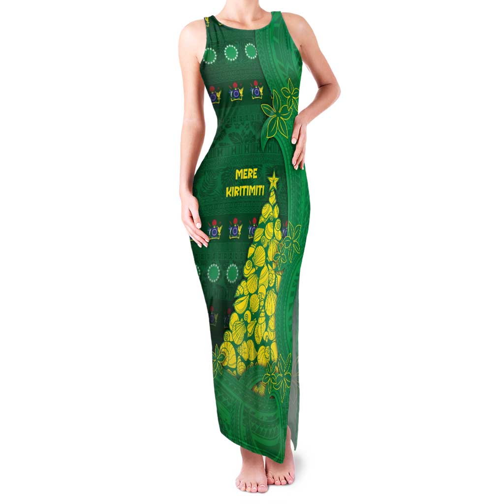 Cook Islands Christmas Family Matching Tank Maxi Dress and Hawaiian Shirt Seashell Xmas Tree Tribal Waves - Polynesian Pride