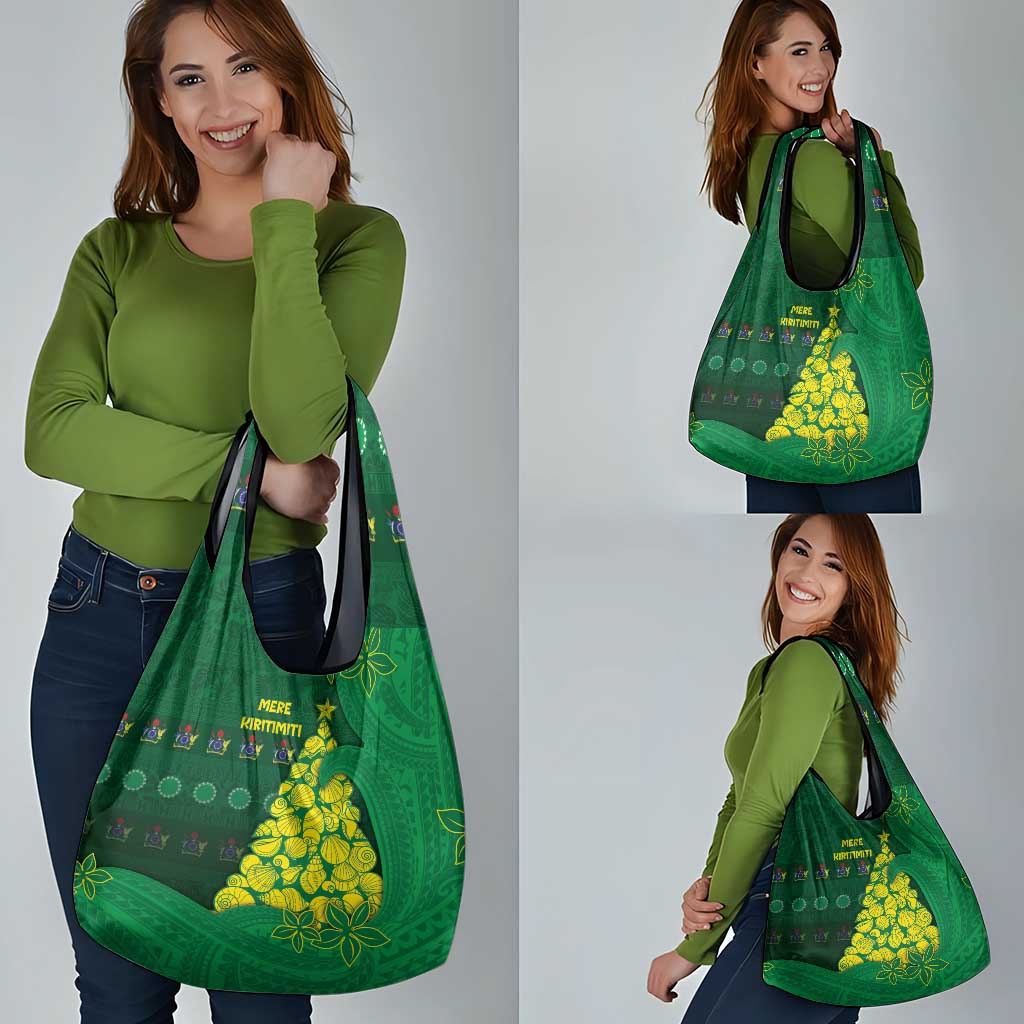 Cook Islands Christmas Grocery Bag Seashell Xmas Tree Tribal Waves - Polynesian Pride