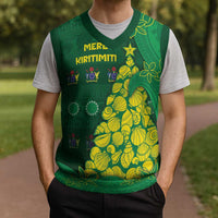Cook Islands Christmas Knitted V-Neck Vest Seashell Xmas Tree Tribal Waves DT05 - Polynesian Pride