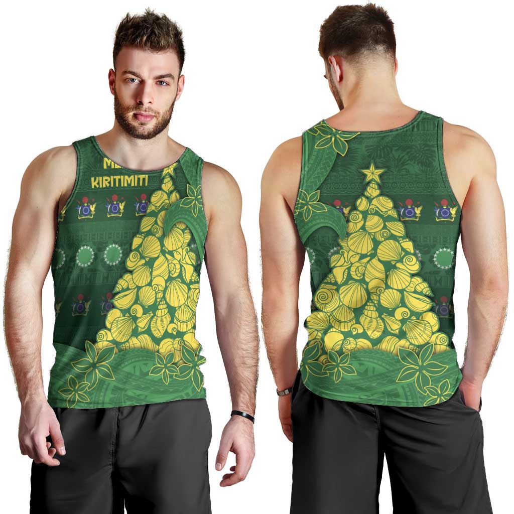 Cook Islands Christmas Men Tank Top Seashell Xmas Tree Tribal Waves - Polynesian Pride