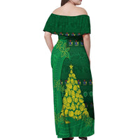 Cook Islands Christmas Off Shoulder Maxi Dress Seashell Xmas Tree Tribal Waves DT05 - Polynesian Pride