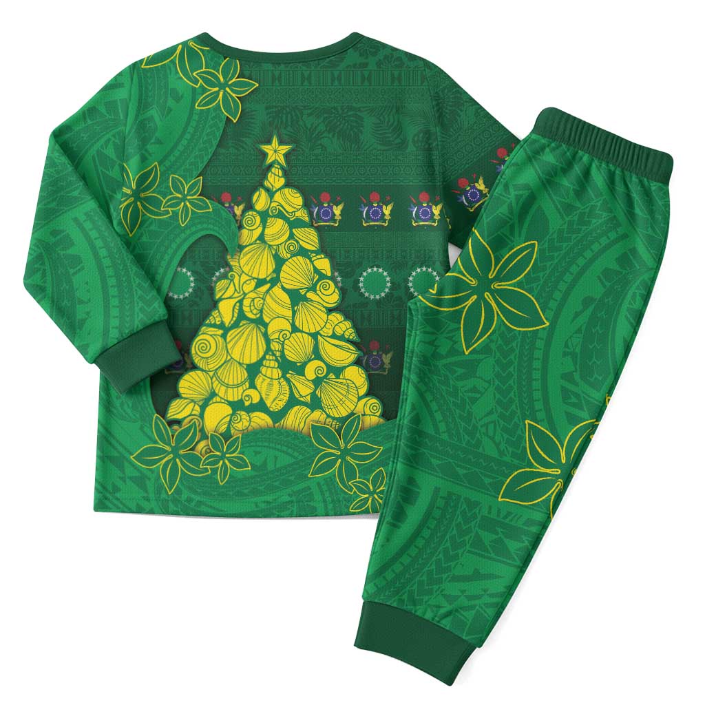 Cook Islands Christmas Pajama Set Seashell Xmas Tree Tribal Waves DT05 - Polynesian Pride