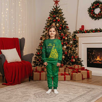 Cook Islands Christmas Pajama Set Seashell Xmas Tree Tribal Waves DT05 Kid Green - Polynesian Pride
