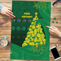 Cook Islands Christmas Puzzle Seashell Xmas Tree Tribal Waves DT05 Green - Polynesian Pride