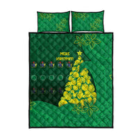 Cook Islands Christmas Quilt Bed Set Seashell Xmas Tree Tribal Waves - Polynesian Pride