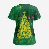 Cook Islands Christmas Scrub Top Seashell Xmas Tree Tribal Waves DT05 - Polynesian Pride
