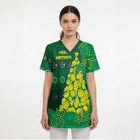 Cook Islands Christmas Scrub Top Seashell Xmas Tree Tribal Waves DT05 - Polynesian Pride