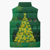 Cook Islands Christmas Sleeveless Puffer Jacket Seashell Xmas Tree Tribal Waves DT05 - Polynesian Pride