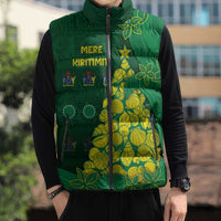 Cook Islands Christmas Sleeveless Puffer Jacket Seashell Xmas Tree Tribal Waves DT05 - Polynesian Pride