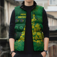 Cook Islands Christmas Sleeveless Puffer Jacket Seashell Xmas Tree Tribal Waves DT05 - Polynesian Pride