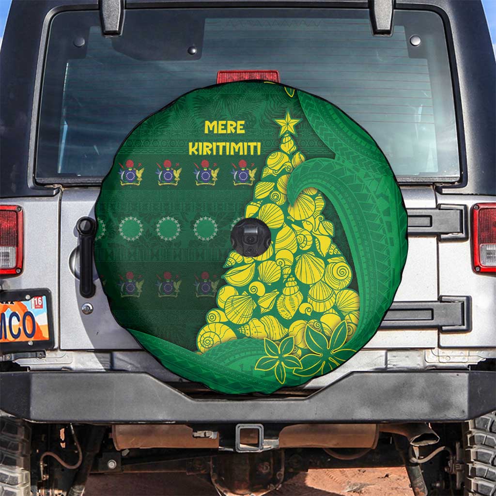 Cook Islands Christmas Spare Tire Cover Seashell Xmas Tree Tribal Waves - Polynesian Pride
