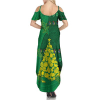 Cook Islands Christmas Summer Maxi Dress Seashell Xmas Tree Tribal Waves - Polynesian Pride