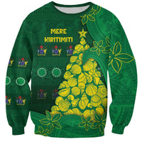 Cook Islands Christmas Sweatshirt Seashell Xmas Tree Tribal Waves DT05 Unisex Green - Polynesian Pride