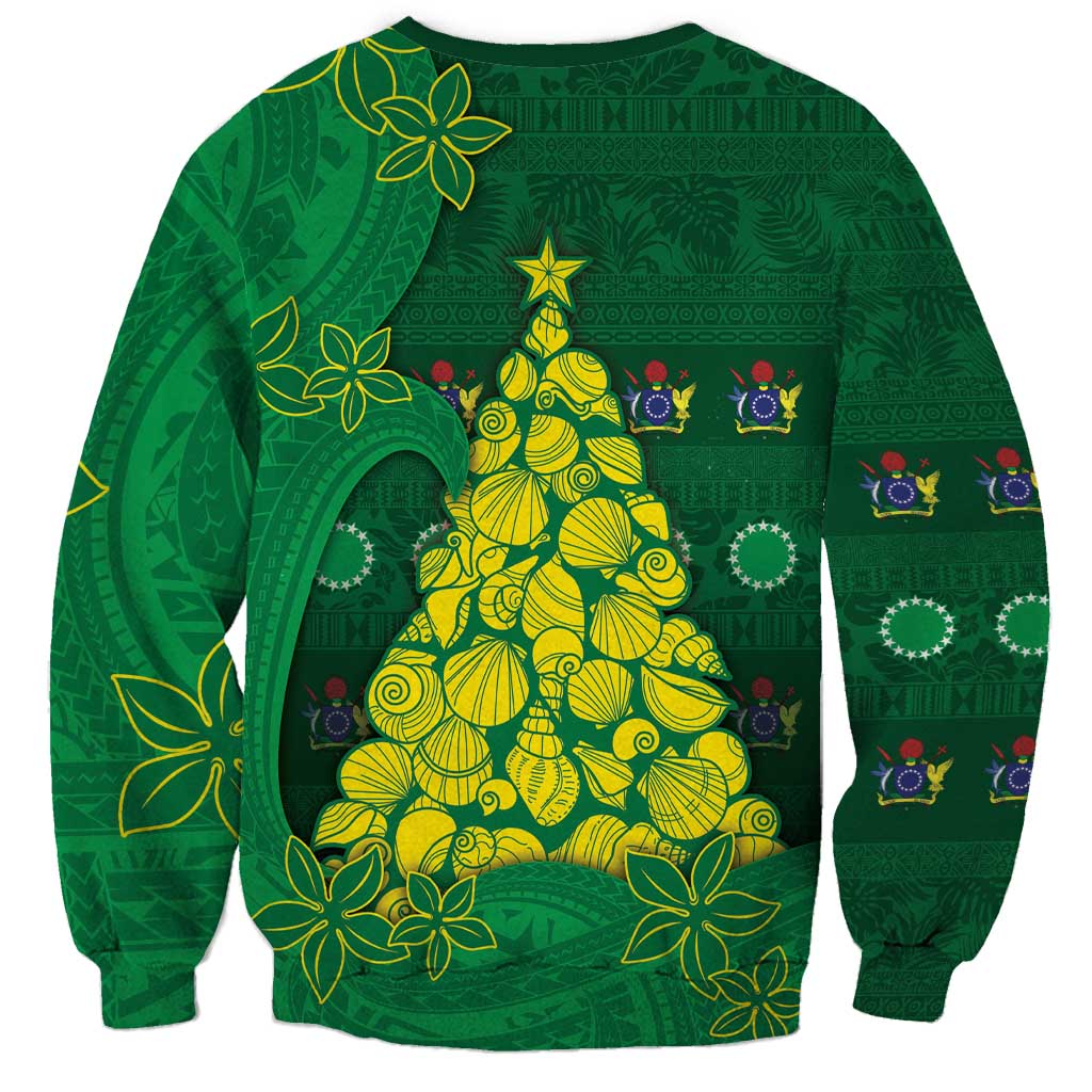Cook Islands Christmas Sweatshirt Seashell Xmas Tree Tribal Waves DT05 - Polynesian Pride