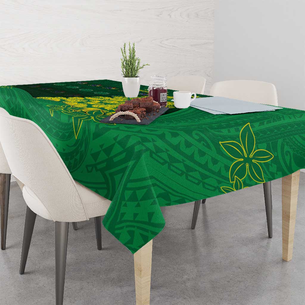 Cook Islands Christmas Tablecloth Seashell Xmas Tree Tribal Waves - Polynesian Pride