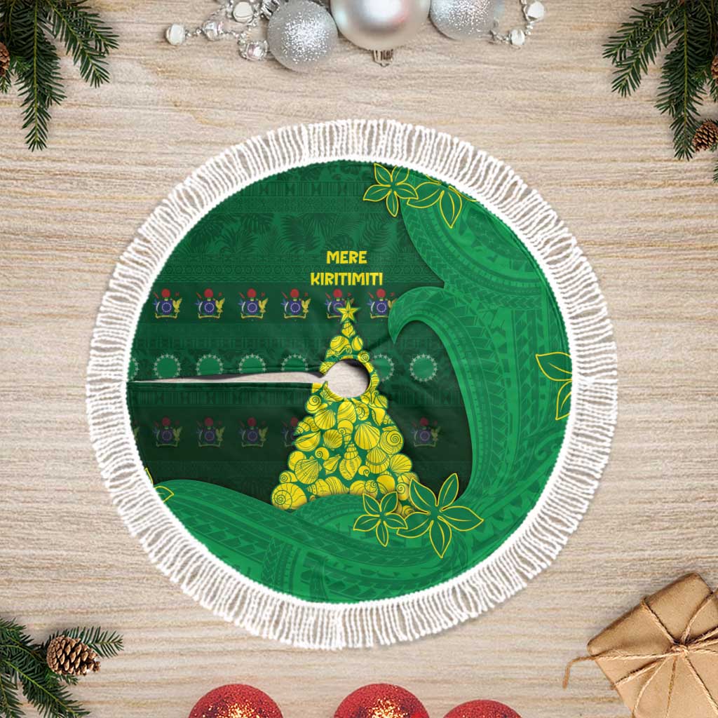 Cook Islands Christmas Tree Skirt Seashell Xmas Tree Tribal Waves - Polynesian Pride