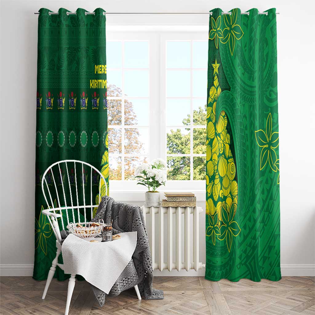 Cook Islands Christmas Window Curtain Seashell Xmas Tree Tribal Waves - Polynesian Pride
