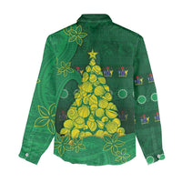 Cook Islands Christmas Women Casual Shirt Seashell Xmas Tree Tribal Waves - Polynesian Pride