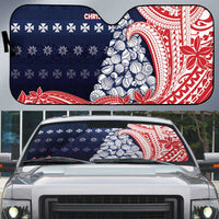 Wallis And Futuna Christmas Auto Sun Shade Seashell Xmas Tree Tribal Waves - Polynesian Pride