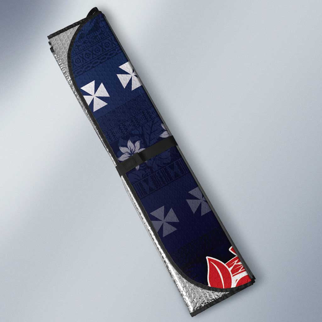 Wallis And Futuna Christmas Auto Sun Shade Seashell Xmas Tree Tribal Waves - Polynesian Pride