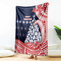 Wallis And Futuna Christmas Blanket Seashell Xmas Tree Tribal Waves - Polynesian Pride
