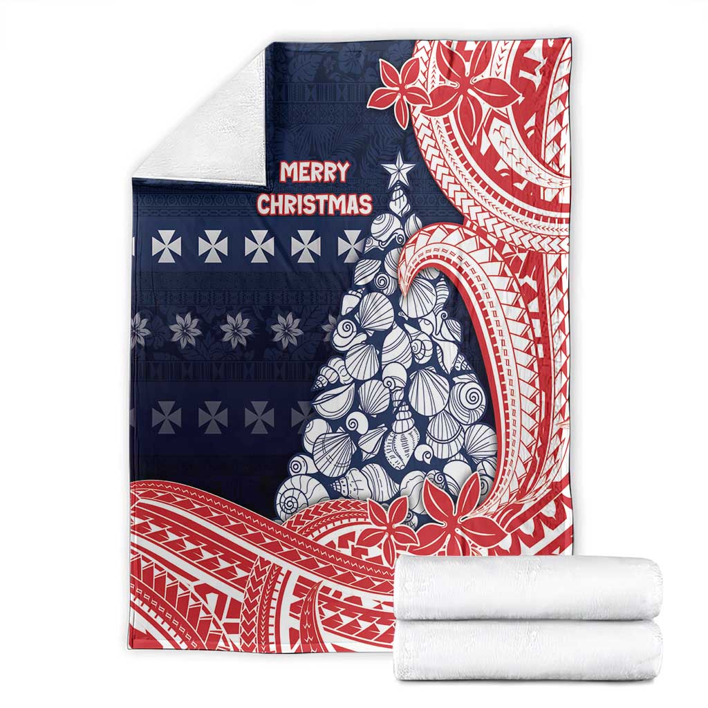 Wallis And Futuna Christmas Blanket Seashell Xmas Tree Tribal Waves - Polynesian Pride