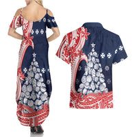Wallis And Futuna Christmas Couples Matching Summer Maxi Dress and Hawaiian Shirt Seashell Xmas Tree Tribal Waves DT05 - Polynesian Pride