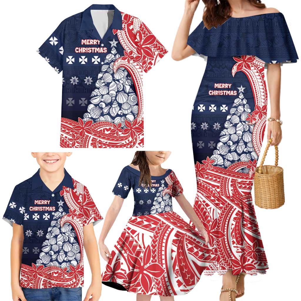 Wallis And Futuna Christmas Family Matching Mermaid Dress and Hawaiian Shirt Seashell Xmas Tree Tribal Waves DT05 - Polynesian Pride