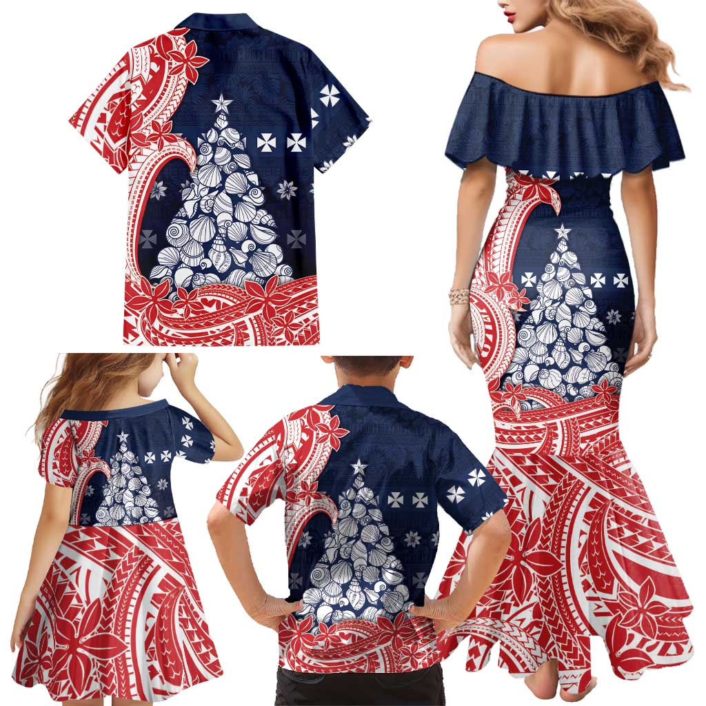 Wallis And Futuna Christmas Family Matching Mermaid Dress and Hawaiian Shirt Seashell Xmas Tree Tribal Waves DT05 - Polynesian Pride