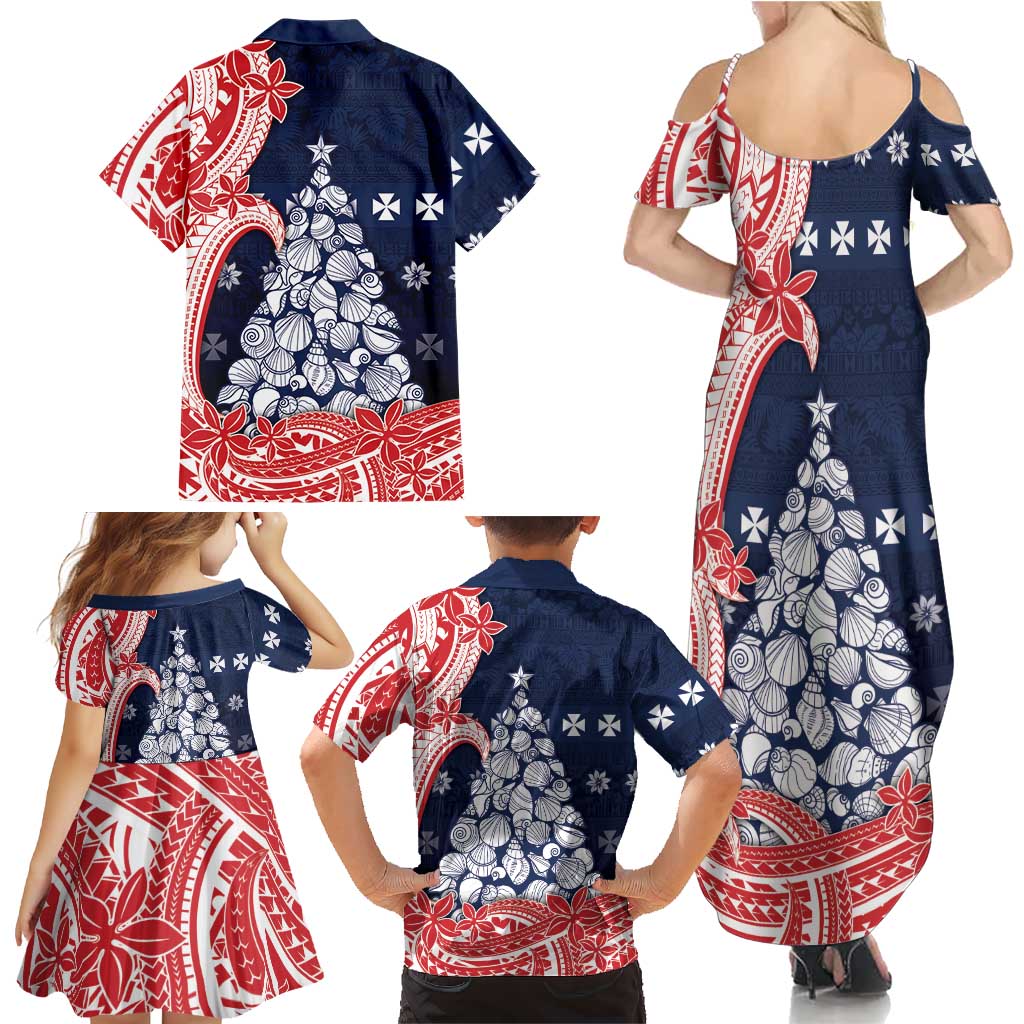 Wallis And Futuna Christmas Family Matching Summer Maxi Dress and Hawaiian Shirt Seashell Xmas Tree Tribal Waves DT05 - Polynesian Pride