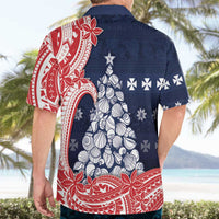 Wallis And Futuna Christmas Hawaiian Shirt Seashell Xmas Tree Tribal Waves DT05 - Polynesian Pride