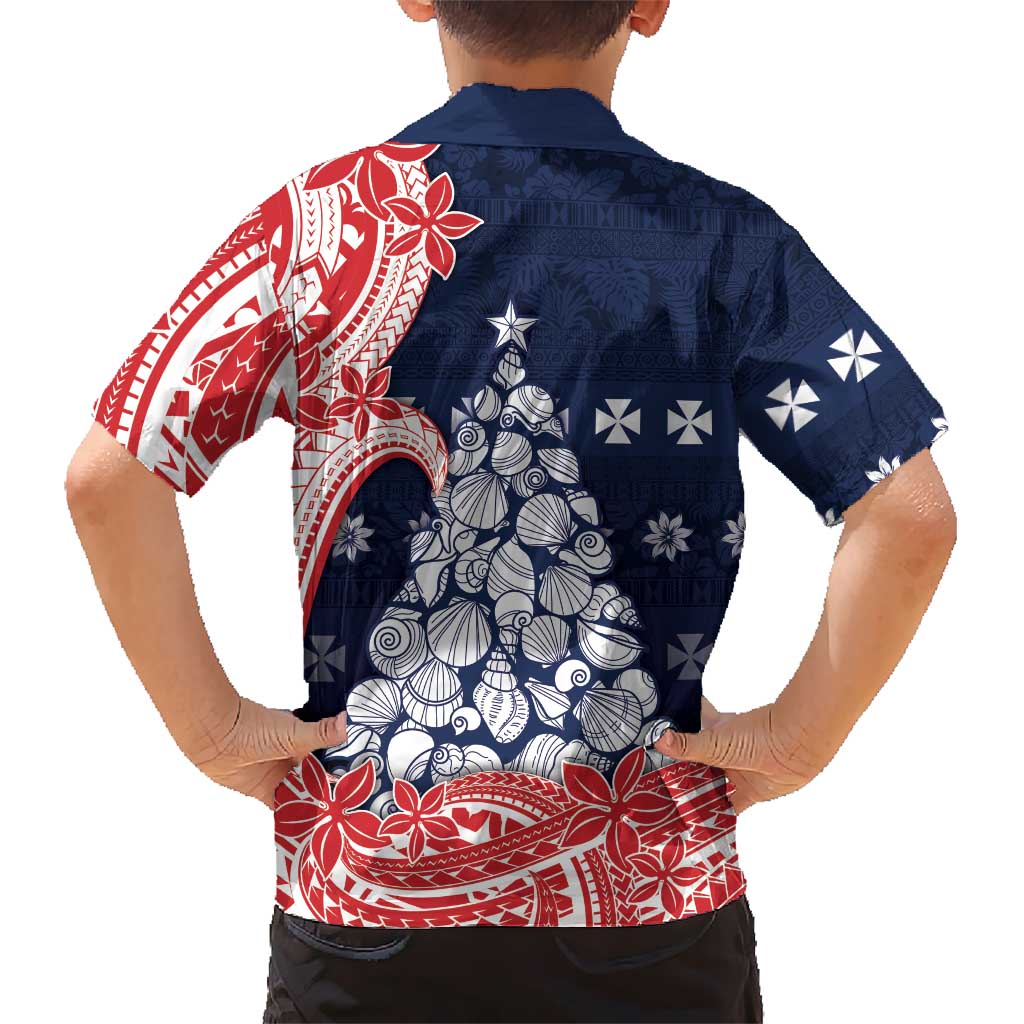 Wallis And Futuna Christmas Hawaiian Shirt Seashell Xmas Tree Tribal Waves DT05 - Polynesian Pride