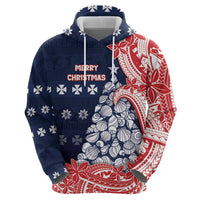 Wallis And Futuna Christmas Hoodie Seashell Xmas Tree Tribal Waves - Polynesian Pride