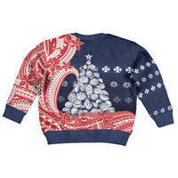 Wallis And Futuna Christmas Kid Ugly Christmas Sweater Seashell Xmas Tree Tribal Waves - Polynesian Pride